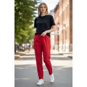 Alfred Dunner Women Red Elastic Waist Casual Pants Size 14 vintage